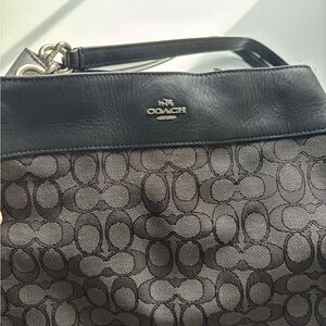 Coach Black and Gray Signature Shoulder Bag